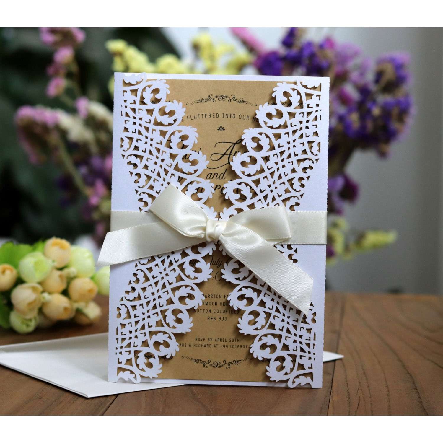 Wedding Invitation Rectangle Marriage Invitation With Envelope Laser Business Card